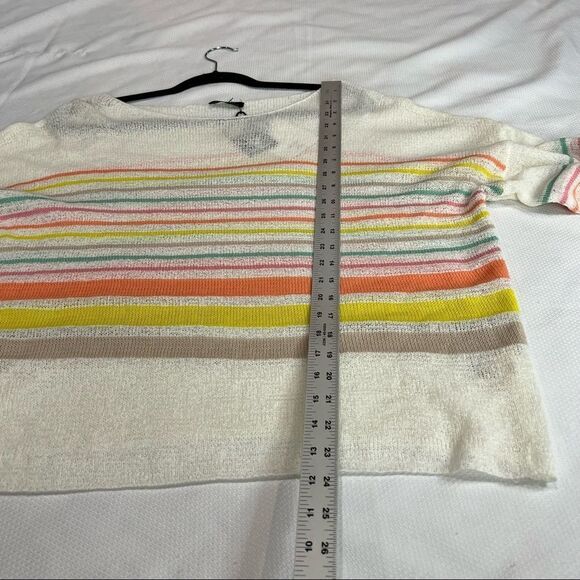 Very J White Neon Stripe Sheer Open Knit Top‎ 1X Womens NWT - Picture 2 of 8